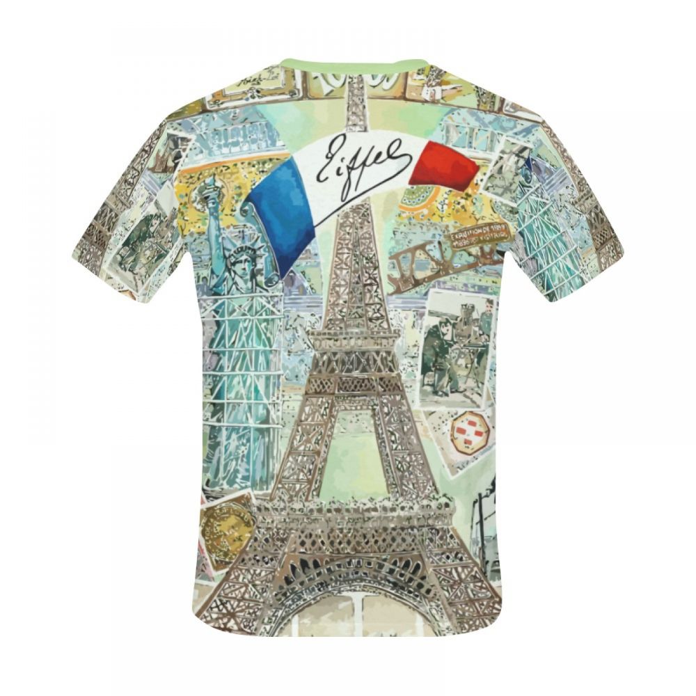 Herren Aquarellkunst Frankreich Eiffelturm Kurzes T-shirt Luxemburg