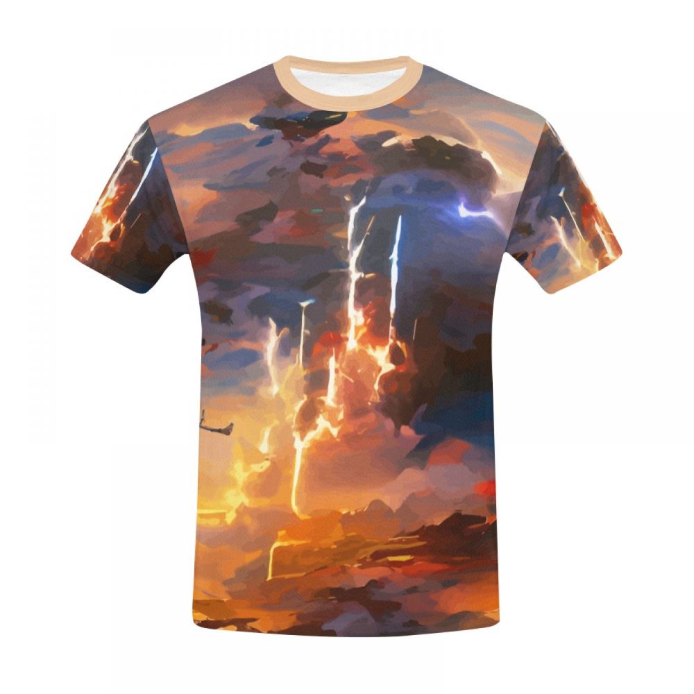 Herren Kunst-blitz Im Himmel Kurzes T-shirt Luxemburg