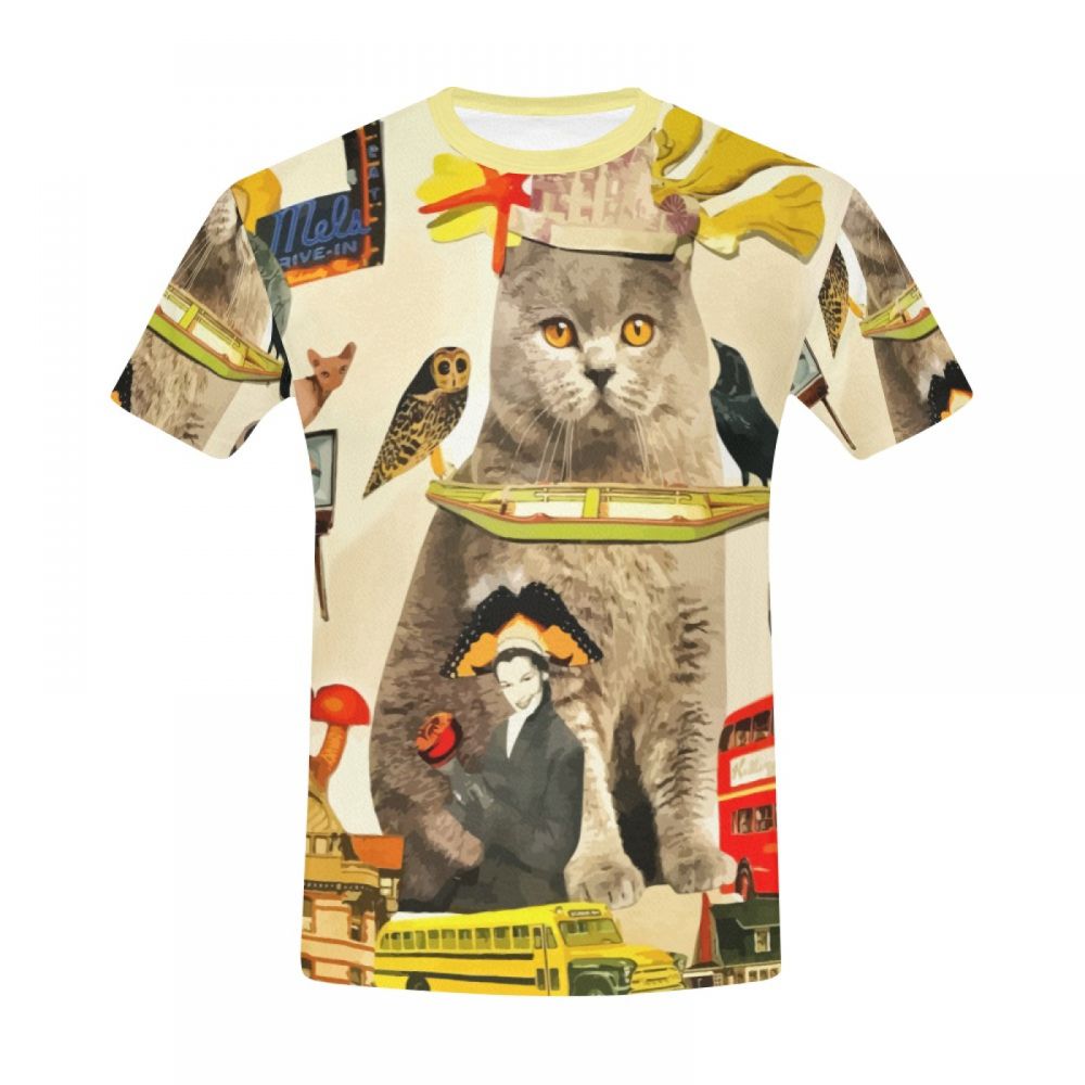 Herren Kunst Crazy Animals Katzenkönig Kurzes T-shirt Luxemburg