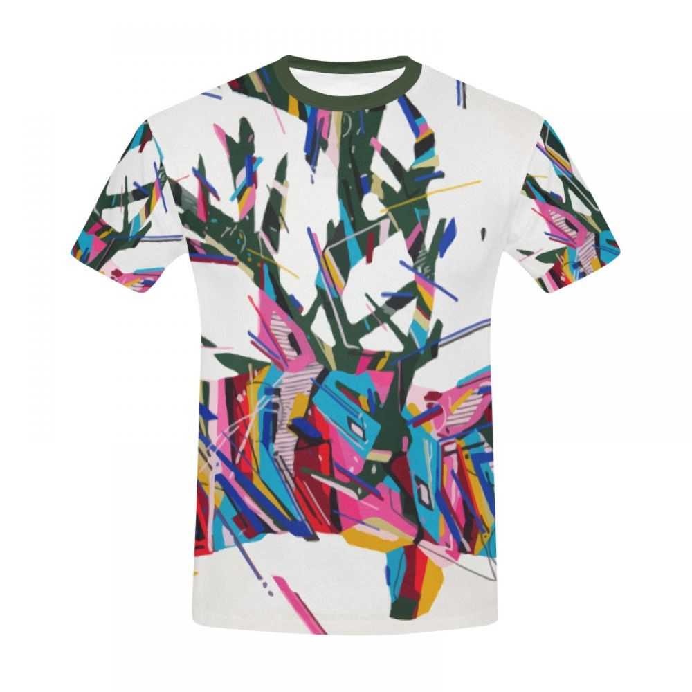 Herren Geometrische Tierkunst Cerfs Kurzes T-shirt Luxemburg