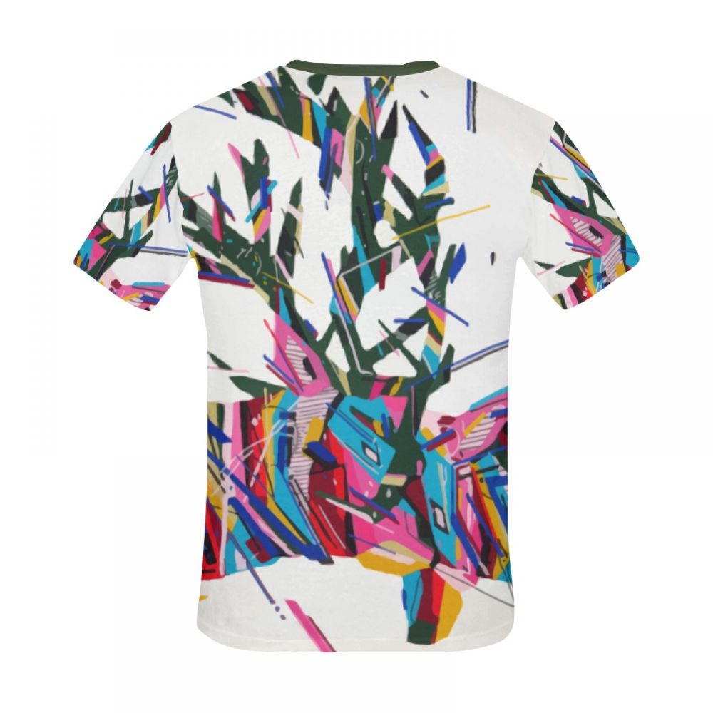 Herren Geometrische Tierkunst Cerfs Kurzes T-shirt Luxemburg