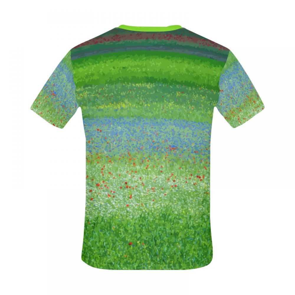Herren Grüne Kunst-landschafts-blumen Kurzes T-shirt Luxemburg