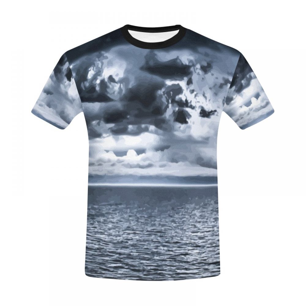 Herren Kunst Ozean Bewölkt Kurzes T-shirt Luxemburg