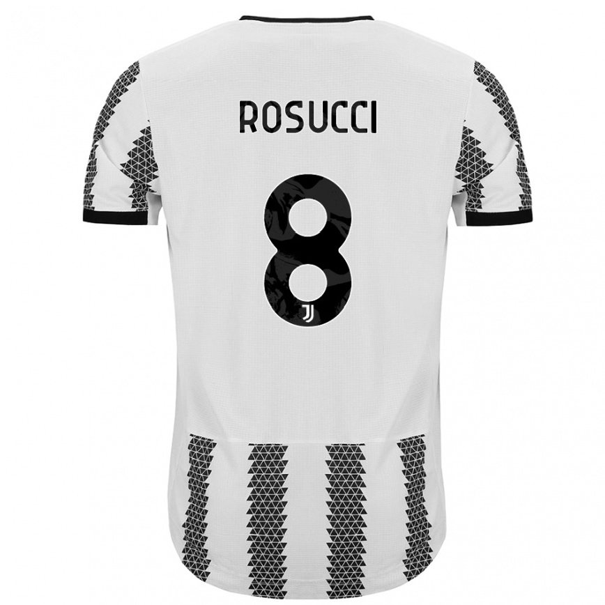 Herren Fußball Martina Rosucci #8 Weiß Schwarz Heimtrikot Trikot 2022/23 T-shirt Luxemburg