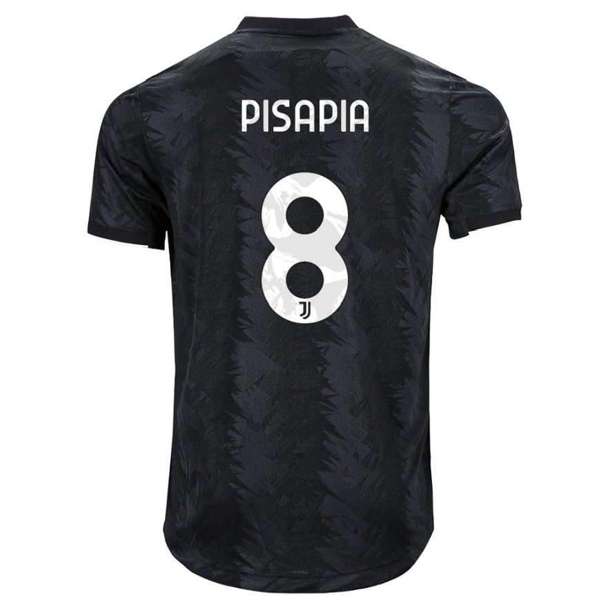 Herren Fußball Luciano Pisapia #8 Dunkles Schwarz Auswärtstrikot Trikot 2022/23 T-shirt Luxemburg