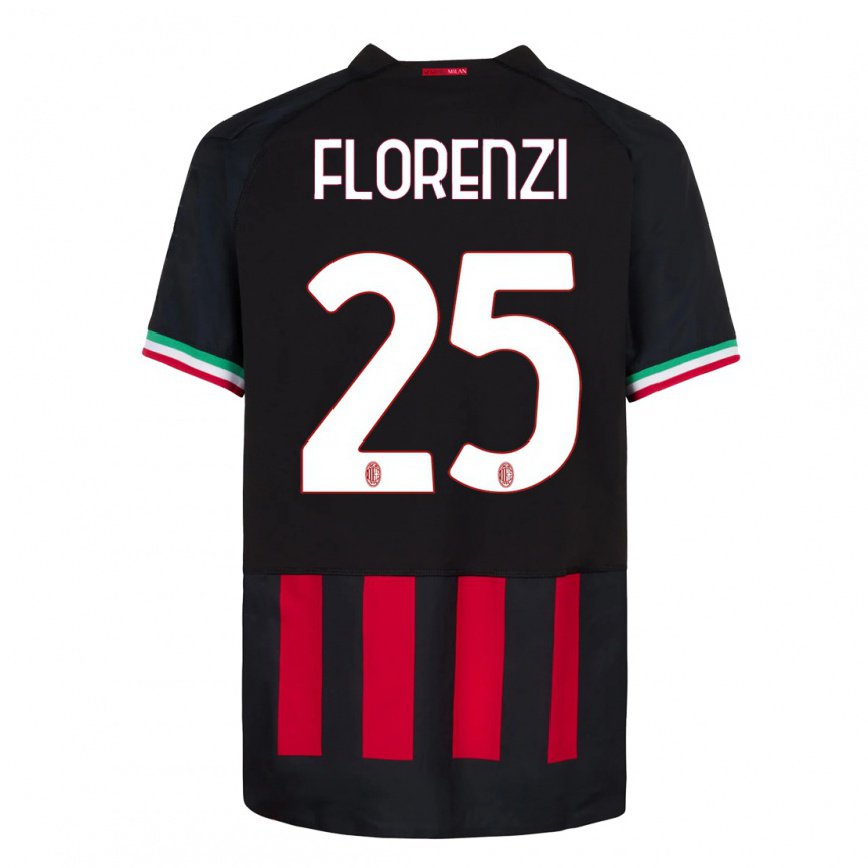 Damen Fußball Alessandro Florenzi #25 Schwarz Rot Heimtrikot Trikot 2022/23 T-shirt Luxemburg