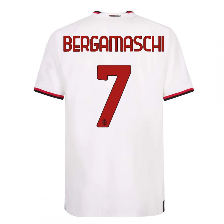 Damen Fußball Valentina Bergamaschi #7 Weiß Rot Auswärtstrikot Trikot 2022/23 T-shirt Luxemburg