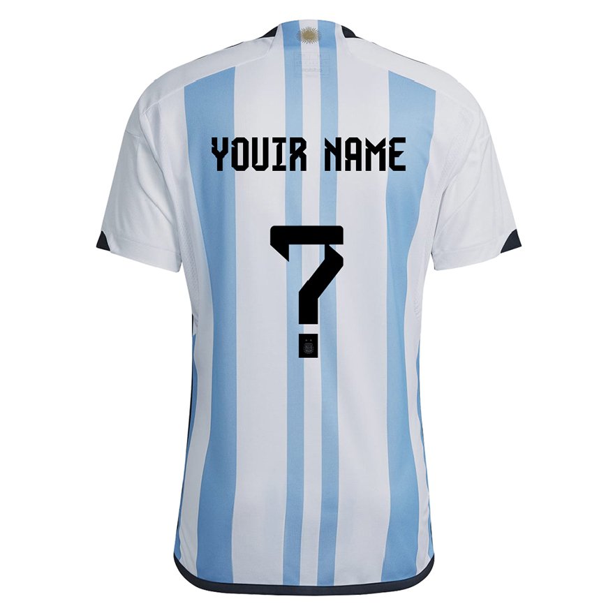 Kinder Argentinische Ihren Namen #0 Weiß Himmelblau Heimtrikot Trikot 22-24 Luxemburg