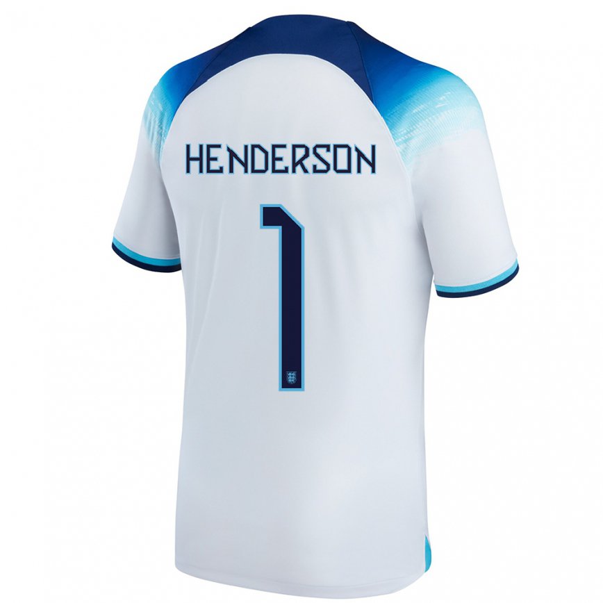 Kinder Englische Dean Henderson #1 Weiß Blau Heimtrikot Trikot 22-24 Luxemburg