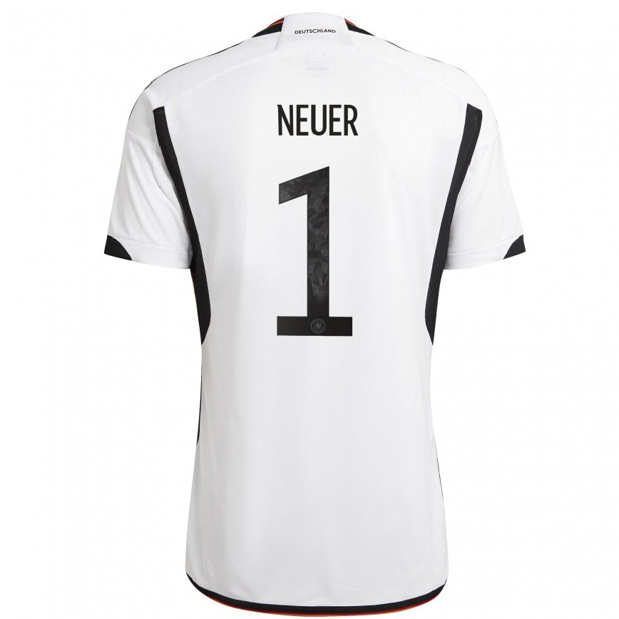 Kinder Deutsche Manuel Neuer #1 Weiß Schwarz Heimtrikot Trikot 22-24 Luxemburg