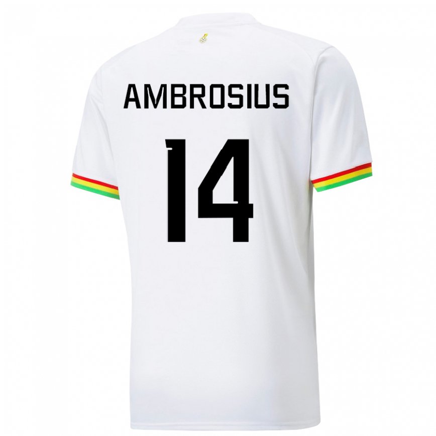 Kinder Ghanaische Stephan Ambrosius #14 Weiß Heimtrikot Trikot 22-24 Luxemburg