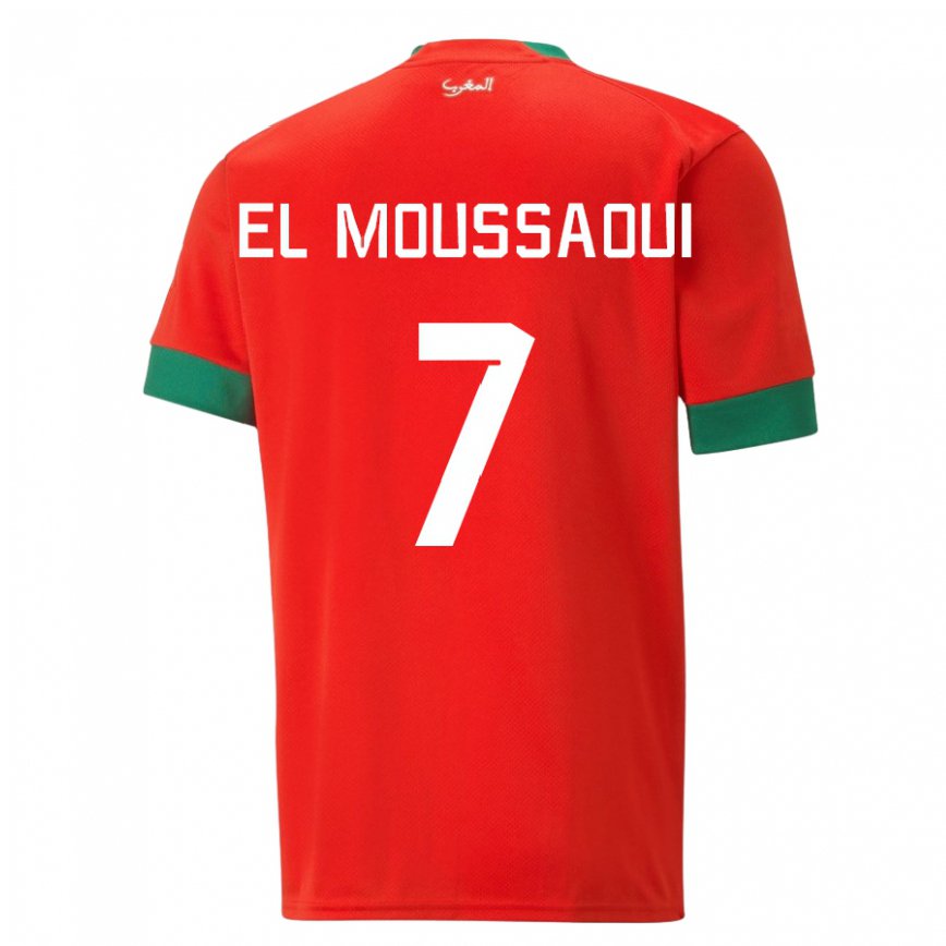 Kinder Marokkanische Hamza El Moussaoui #7 Rot Heimtrikot Trikot 22-24 Luxemburg