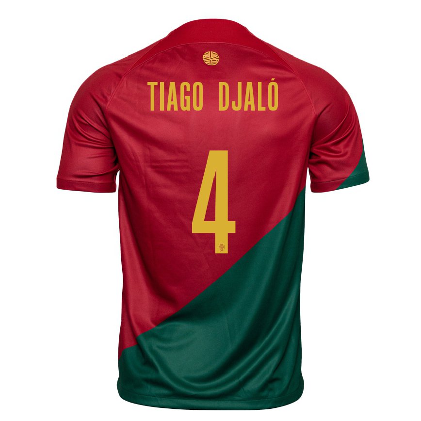 Kinder Portugiesische Tiago Djalo #4 Rot Grün Heimtrikot Trikot 22-24 Luxemburg