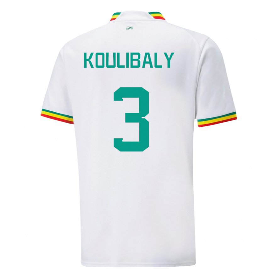 Kinder Senegalesische Kalidou Koulibaly #3 Weiß Heimtrikot Trikot 22-24 Luxemburg