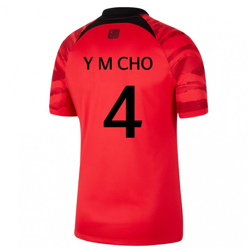 Kinder Südkoreanische Yu-min Cho #4 Rot Schwarz Heimtrikot Trikot 22-24 Luxemburg