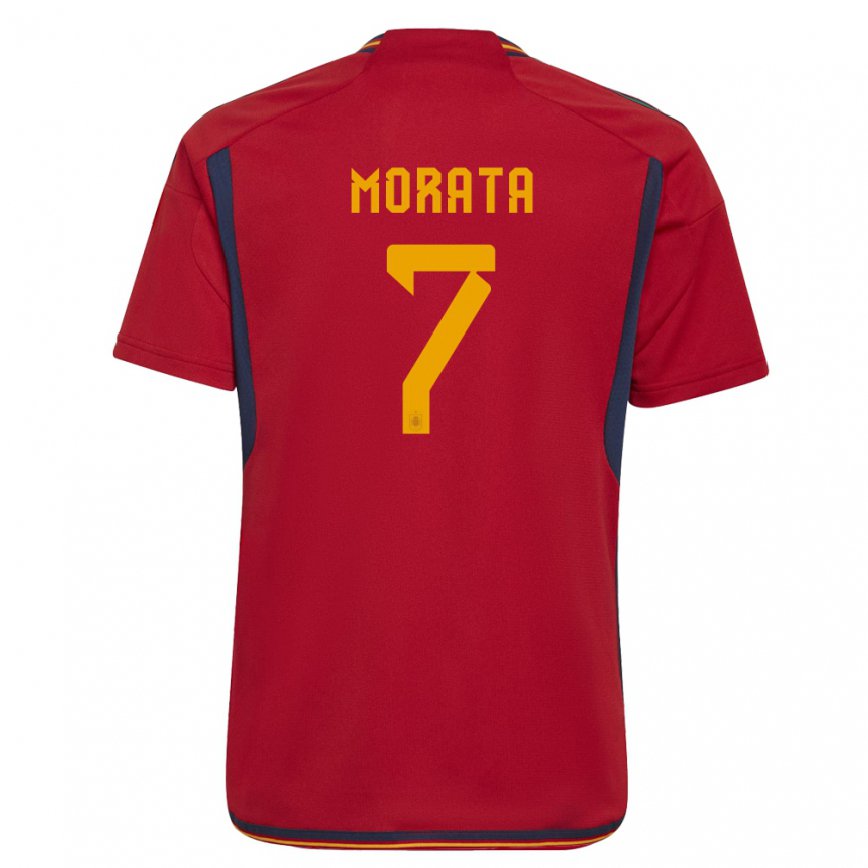 Kinder Spanische Alvaro Morata #7 Rot Heimtrikot Trikot 22-24 Luxemburg