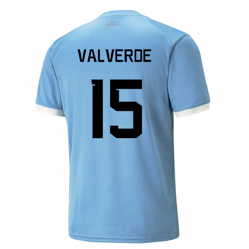 Kinder Uruguayische Federico Valverde #15 Blau Heimtrikot Trikot 22-24 Luxemburg