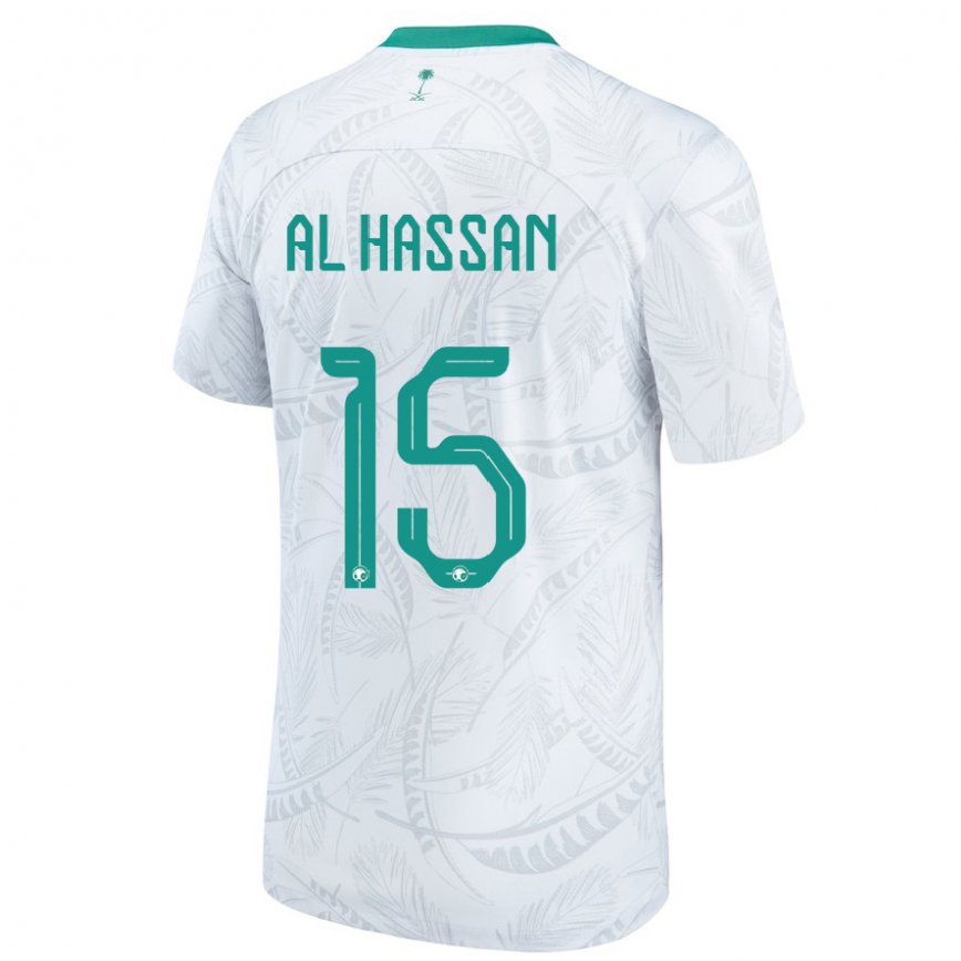 Kinder Saudi-arabische Ali Al Hassan #15 Weiß Heimtrikot Trikot 22-24 Luxemburg