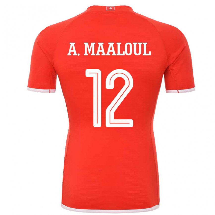 Kinder Tunesische Ali Maaloul #12 Rot Heimtrikot Trikot 22-24 Luxemburg