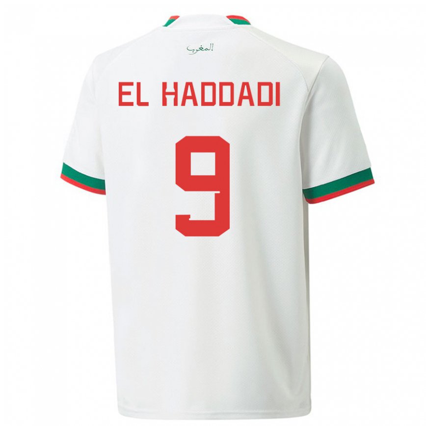 Kinder Marokkanische Munir El Haddadi #9 Weiß Auswärtstrikot Trikot 22-24 Luxemburg