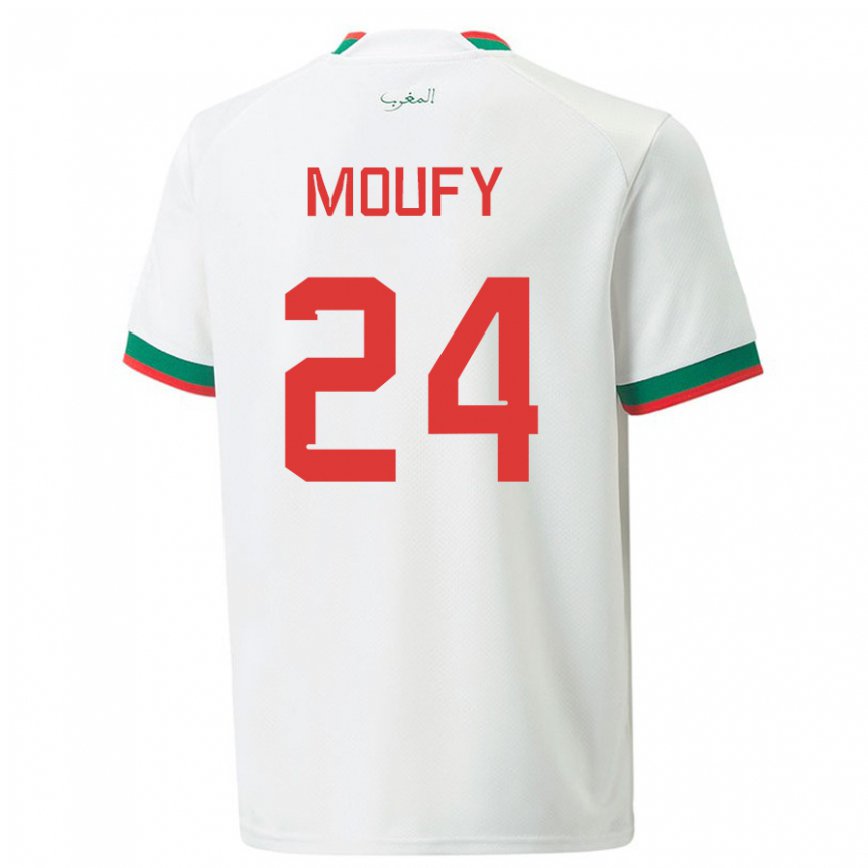Kinder Marokkanische Fahd Moufy #24 Weiß Auswärtstrikot Trikot 22-24 Luxemburg