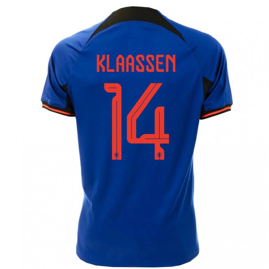 Kinder Niederländische Davy Klaassen #14 Königsblau Auswärtstrikot Trikot 22-24 Luxemburg