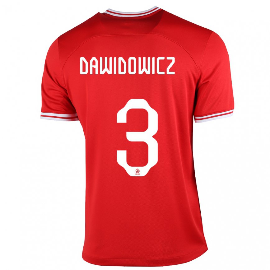 Kinder Polnische Pawel Dawidowicz #3 Rot Auswärtstrikot Trikot 22-24 Luxemburg