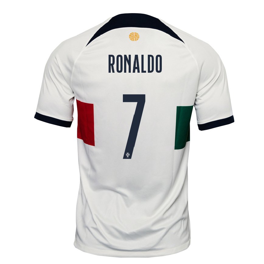 Kinder Portugiesische Cristiano Ronaldo #7 Weiß Auswärtstrikot Trikot 22-24 Luxemburg