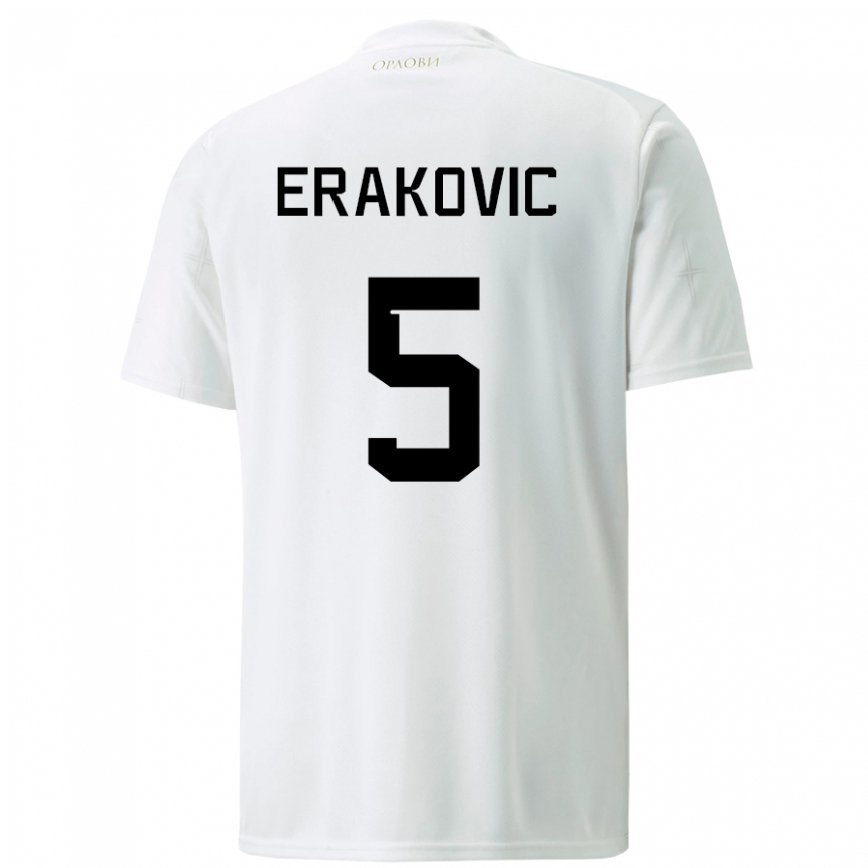 Kinder Serbische Strahinja Erakovic #5 Weiß Auswärtstrikot Trikot 22-24 Luxemburg