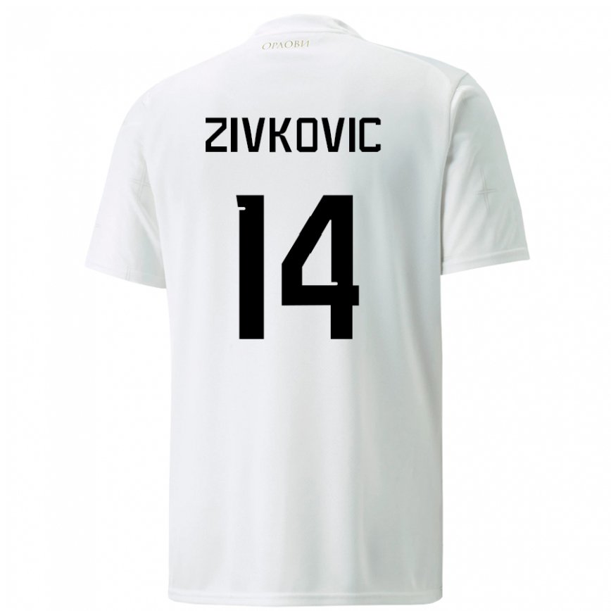 Kinder Serbische Andrija Zivkovic #14 Weiß Auswärtstrikot Trikot 22-24 Luxemburg