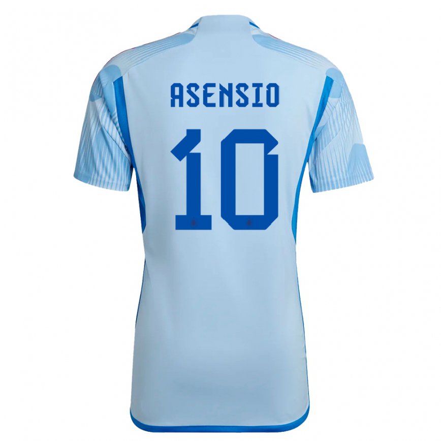 Kinder Spanische Marco Asensio #10 Himmelblau Auswärtstrikot Trikot 22-24 Luxemburg