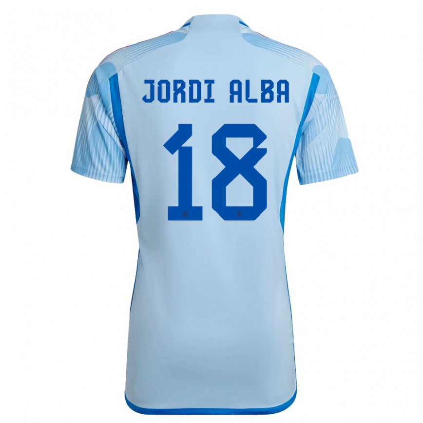 Kinder Spanische Jordi Alba #18 Himmelblau Auswärtstrikot Trikot 22-24 Luxemburg