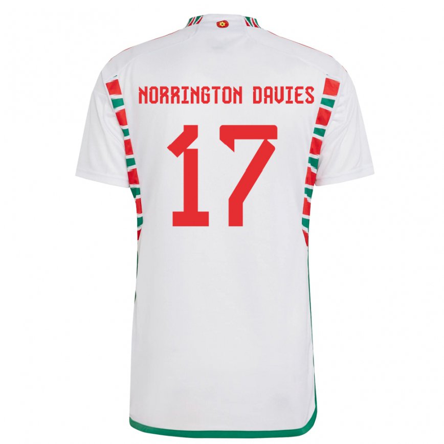 Kinder Walisische Rhys Norrington Davies #17 Weiß Auswärtstrikot Trikot 22-24 Luxemburg
