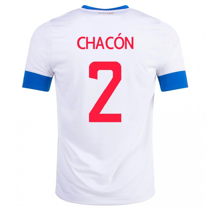 Kinder Costa-ricanische Daniel Chacon #2 Weiß Auswärtstrikot Trikot 22-24 Luxemburg