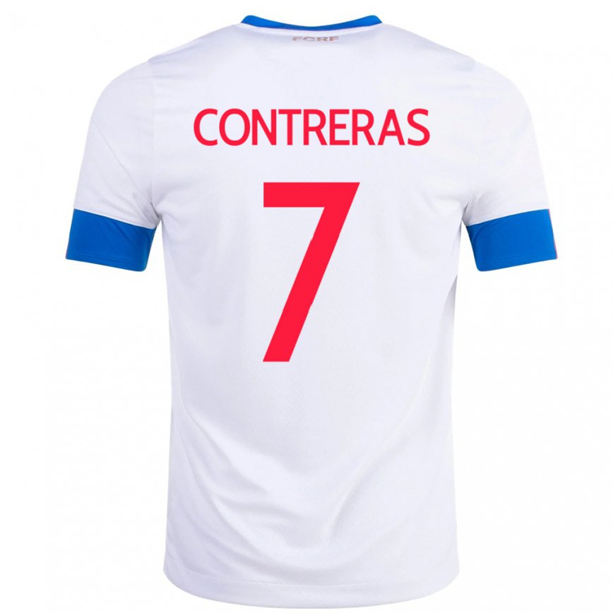 Kinder Costa-ricanische Anthony Contreras #7 Weiß Auswärtstrikot Trikot 22-24 Luxemburg