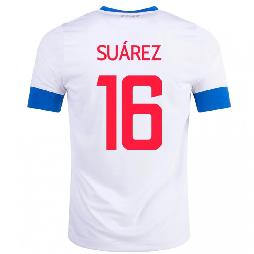 Kinder Costa-ricanische Aaron Suarez #16 Weiß Auswärtstrikot Trikot 22-24 Luxemburg