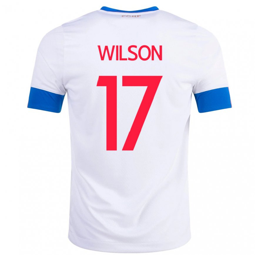 Kinder Costa-ricanische Roan Wilson #17 Weiß Auswärtstrikot Trikot 22-24 Luxemburg