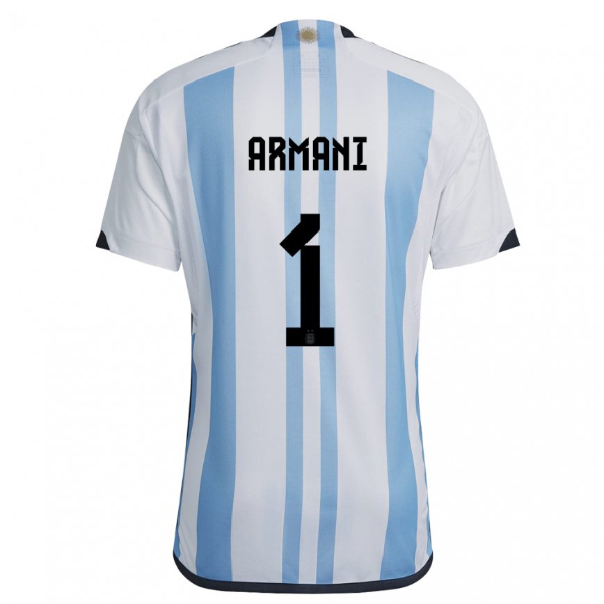 Herren Argentinische Franco Armani #1 Weiß Himmelblau Heimtrikot Trikot 22-24 Luxemburg
