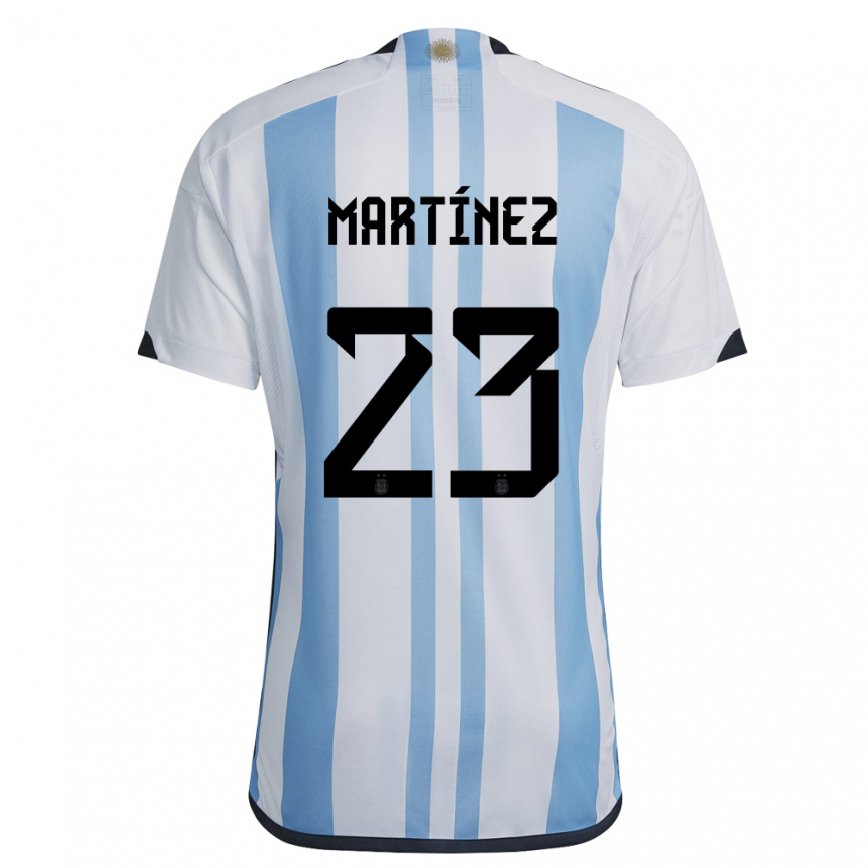Herren Argentinische Emiliano Martinez #23 Weiß Himmelblau Heimtrikot Trikot 22-24 Luxemburg