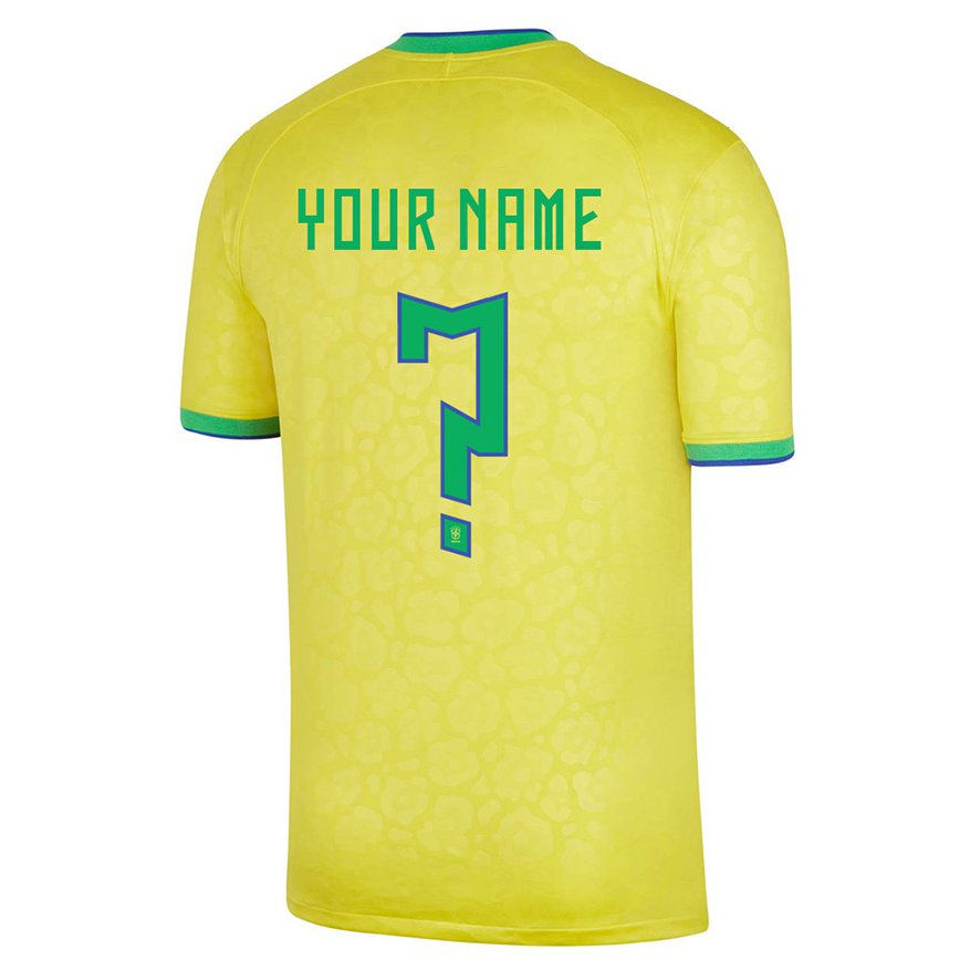Herren Brasilianische Ihren Namen #0 Gelb Heimtrikot Trikot 22-24 Luxemburg