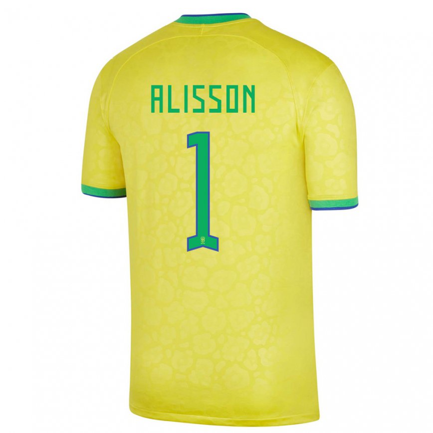 Herren Brasilianische Alisson #1 Gelb Heimtrikot Trikot 22-24 Luxemburg