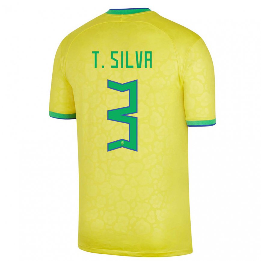 Herren Brasilianische Thiago Silva #3 Gelb Heimtrikot Trikot 22-24 Luxemburg