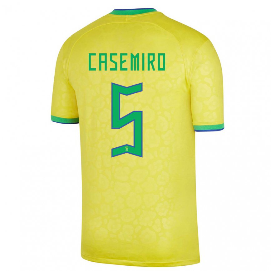 Herren Brasilianische Casemiro #5 Gelb Heimtrikot Trikot 22-24 Luxemburg