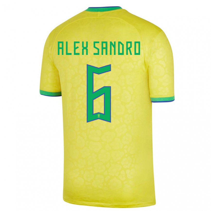 Herren Brasilianische Alex Sandro #6 Gelb Heimtrikot Trikot 22-24 Luxemburg
