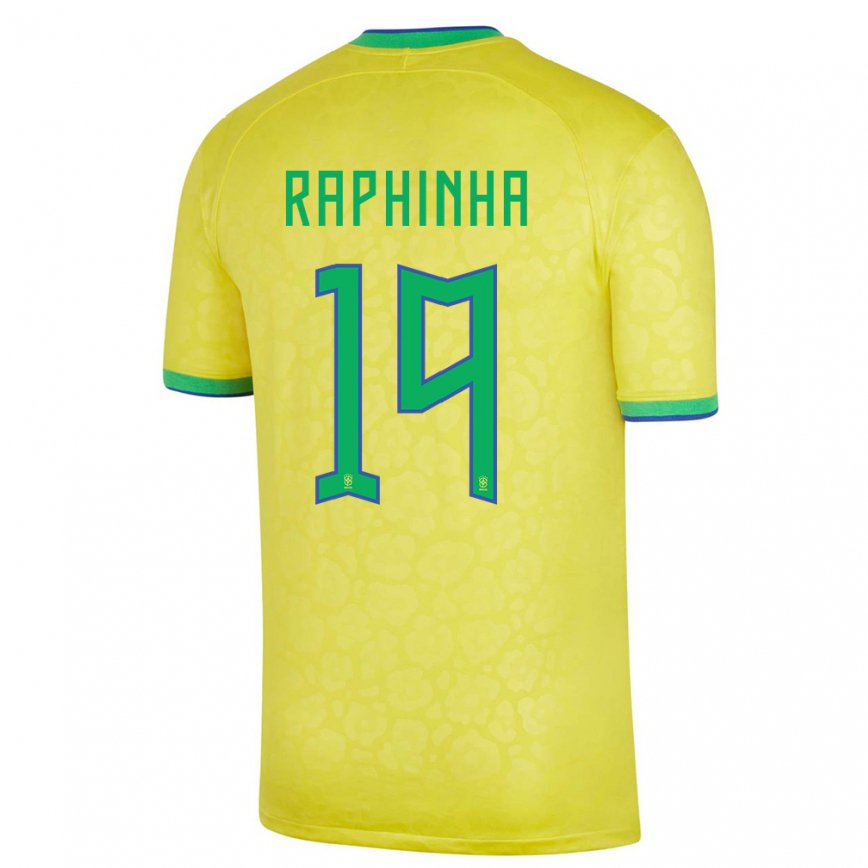 Herren Brasilianische Raphinha #19 Gelb Heimtrikot Trikot 22-24 Luxemburg