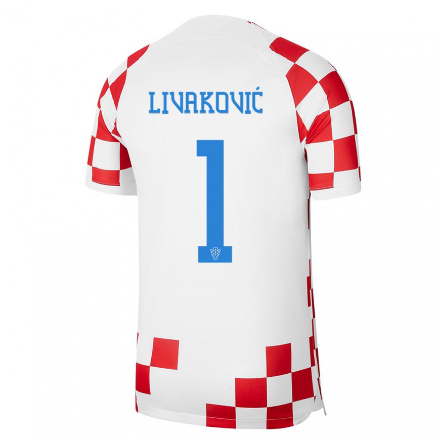Herren Kroatische Dominik Livakovic #1 Rot-weiss Heimtrikot Trikot 22-24 Luxemburg