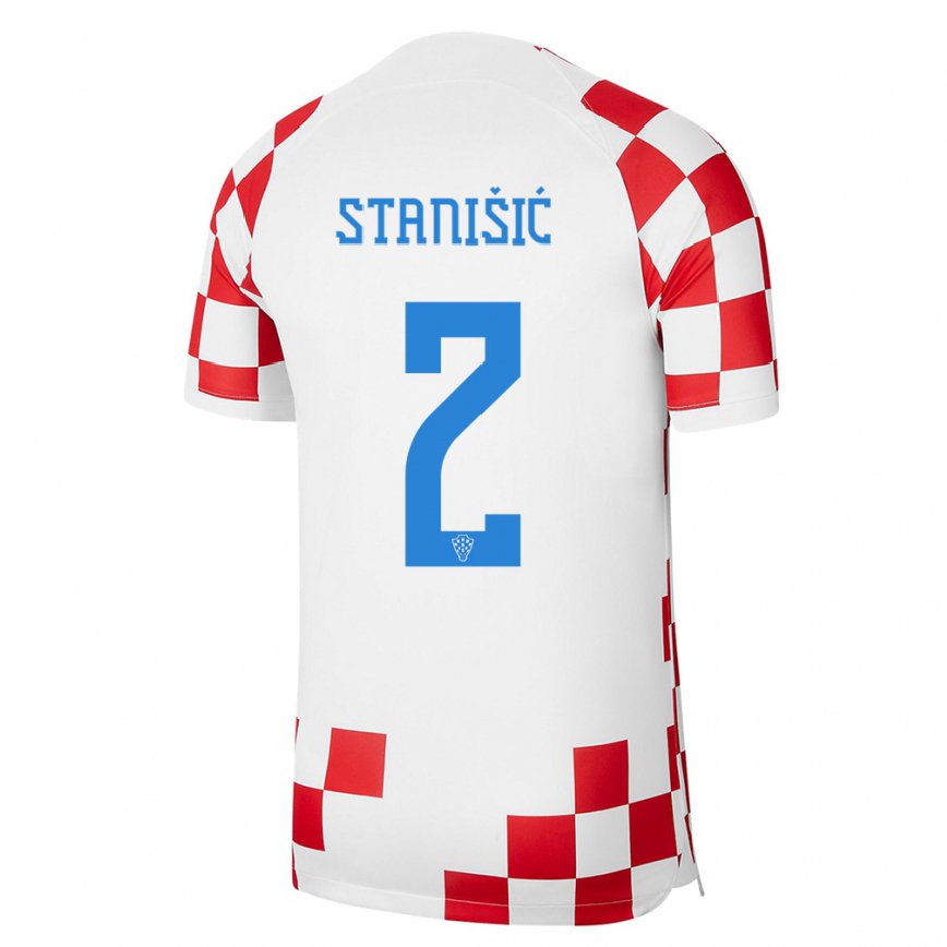 Herren Kroatische Josip Stanisic #2 Rot-weiss Heimtrikot Trikot 22-24 Luxemburg
