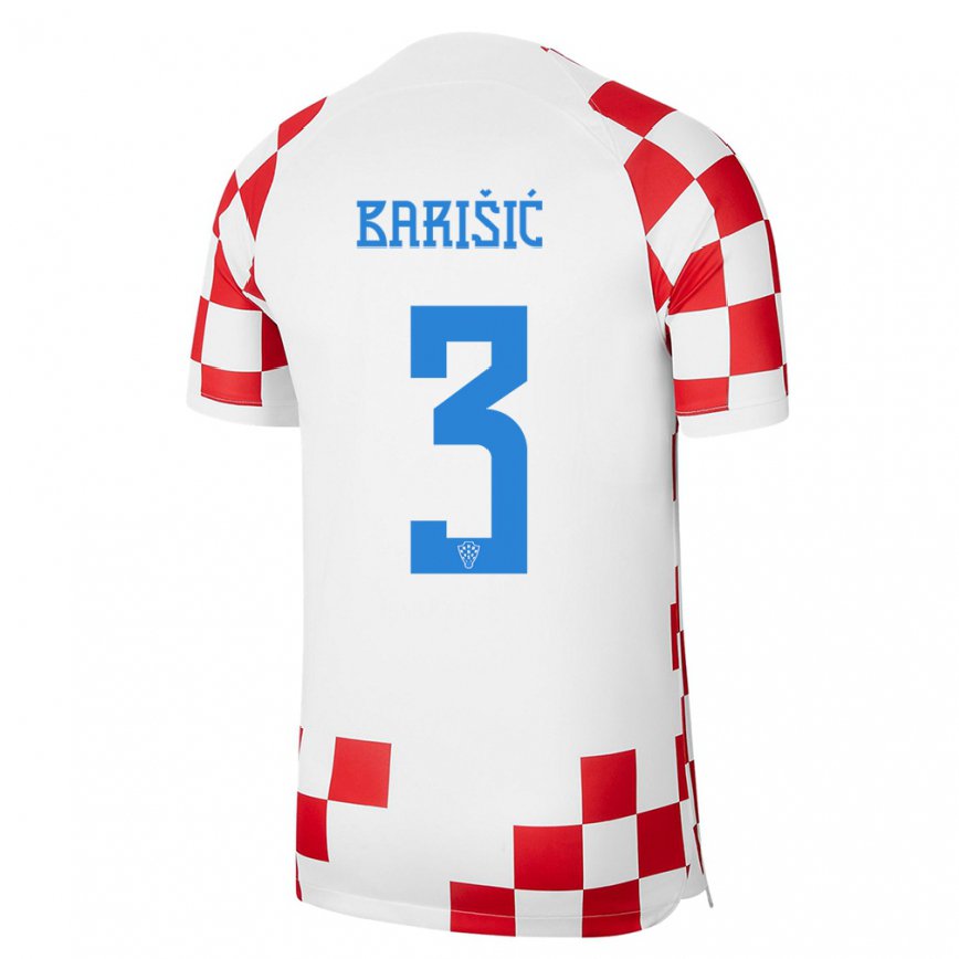 Herren Kroatische Borna Barisic #3 Rot-weiss Heimtrikot Trikot 22-24 Luxemburg