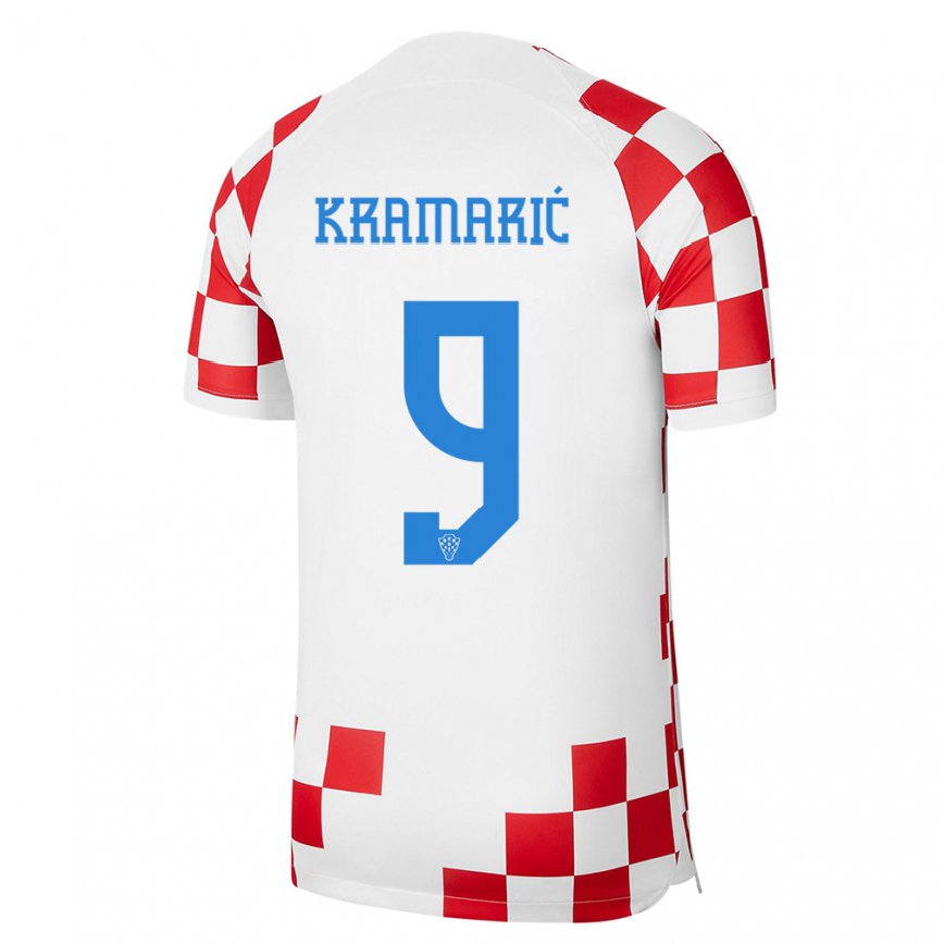 Herren Kroatische Andrej Kramaric #9 Rot-weiss Heimtrikot Trikot 22-24 Luxemburg