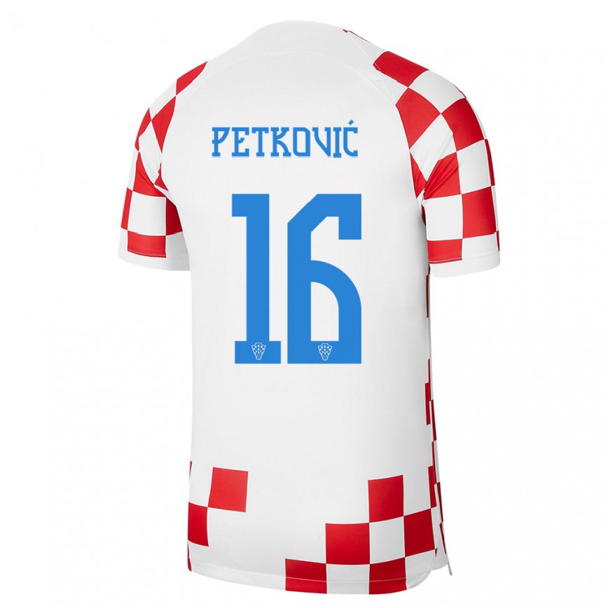 Herren Kroatische Bruno Petkovic #16 Rot-weiss Heimtrikot Trikot 22-24 Luxemburg
